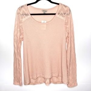 NWT Lucky Brand Pink Knit Lace Blouse Sz XL